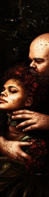 Free dark romance bookmark featuring a couple with a tight grip from behind